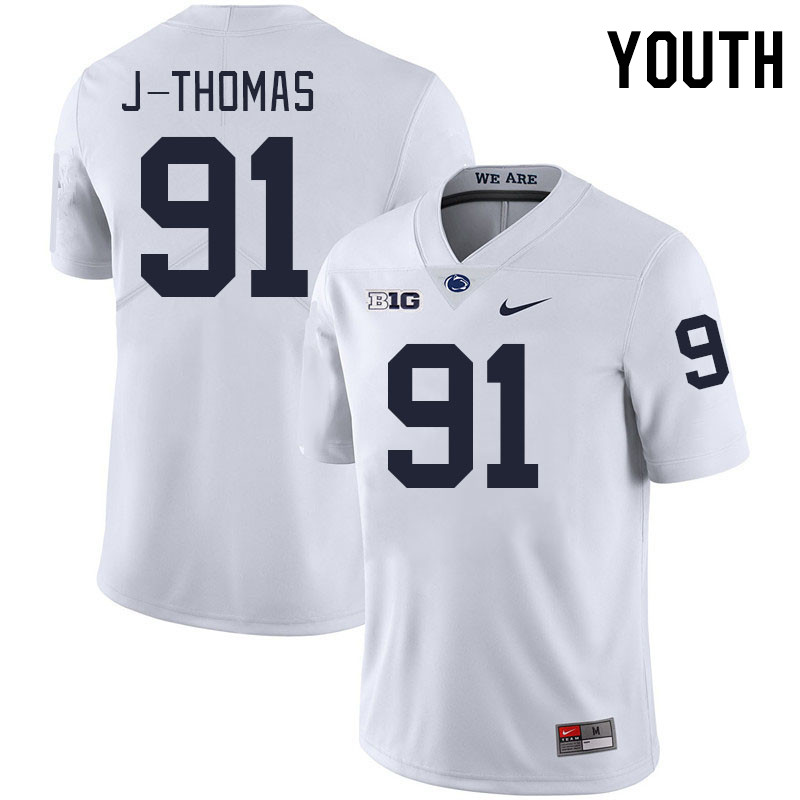 Youth #91 Dvon J-Thomas Penn State Nittany Lions College Football Jerseys Stitched-White